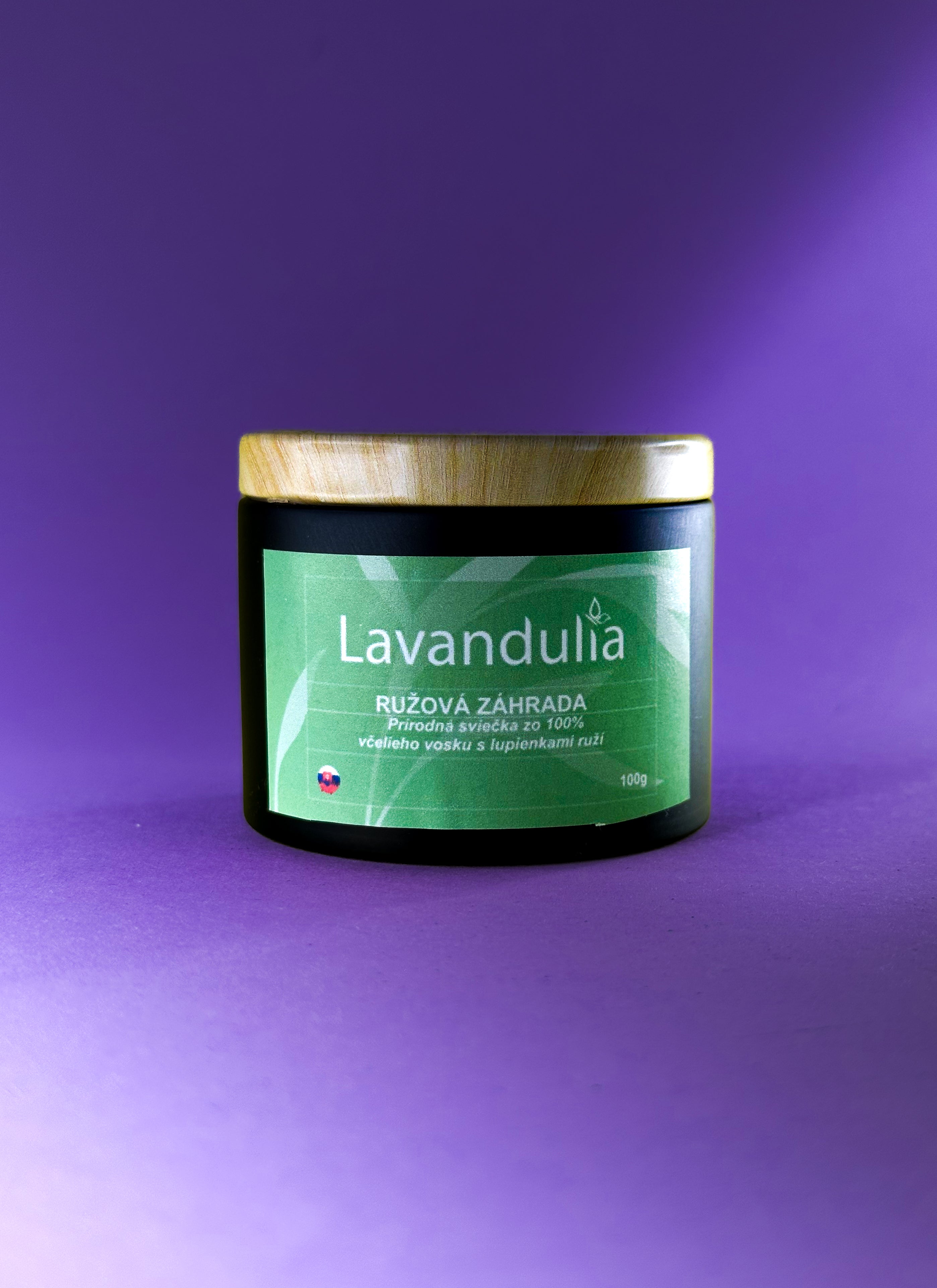 Růžová zahrada – přírodní svíčka ze 100% včelího vosku s růží